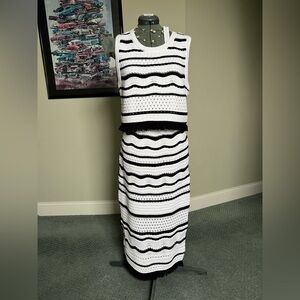 NWT House of Harlow 1960 M L Two Piece Knit Sweater Crop Top and Skirt dress,